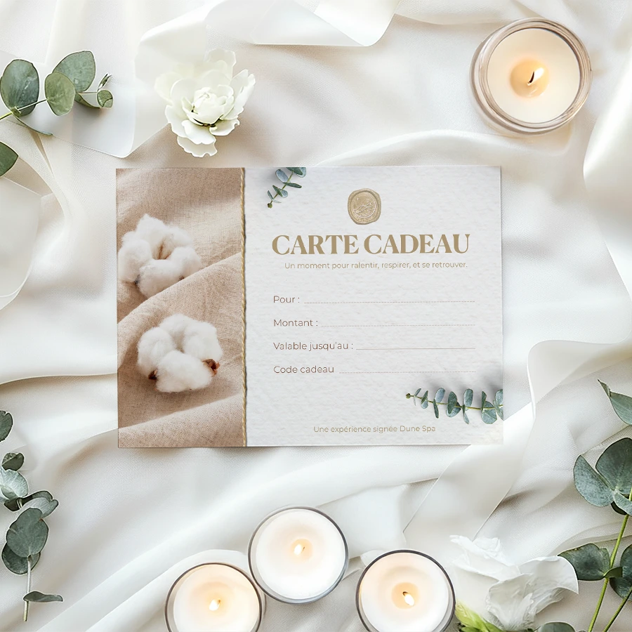 Carte cadeau spa Dune Spa, visuel fleur de coton