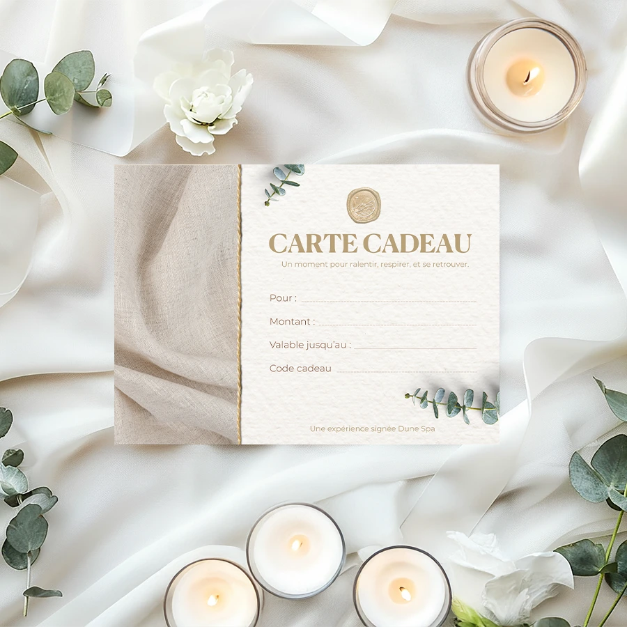 Carte cadeau spa Dune Spa, visuel lin