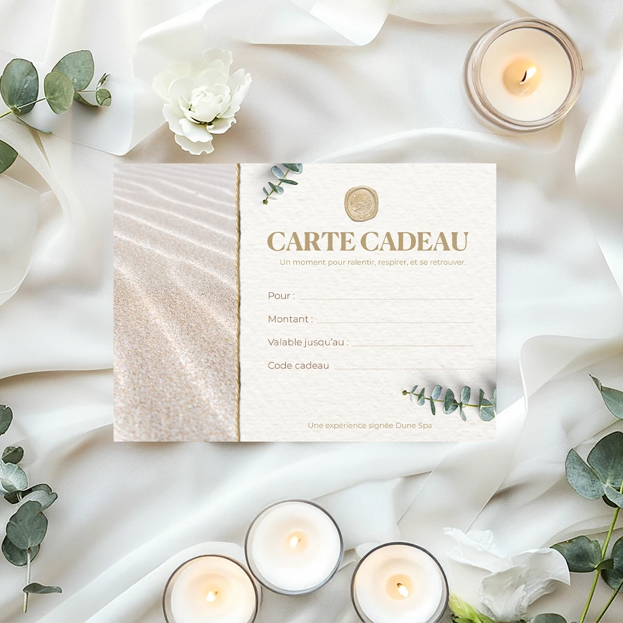 Carte cadeau spa Dune Spa, visuel sable ondulé