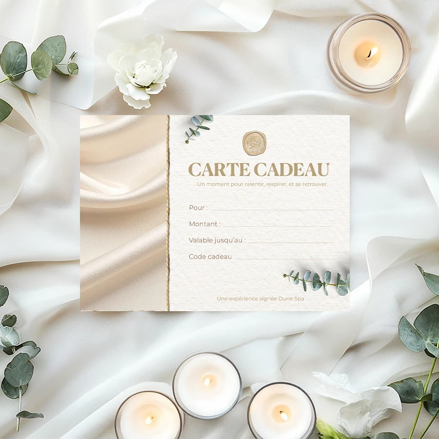 Carte cadeau spa Dune Spa, visuel satin